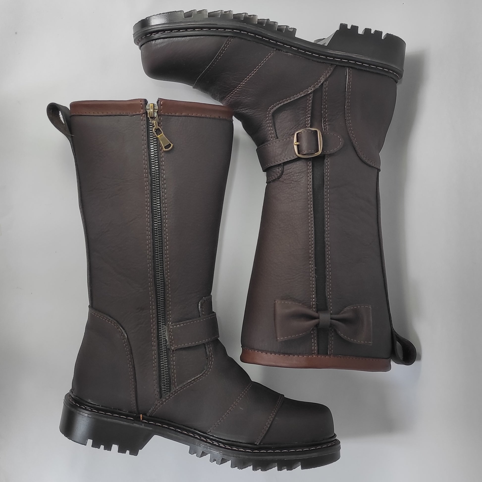 Botas de cuero para mujer motociclista Kolos Andina Dama con moño lateral