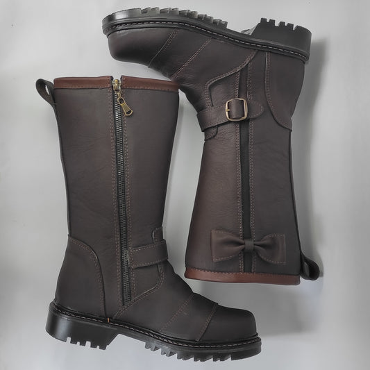 Botas de cuero para mujer motociclista Kolos Andina Dama con moño lateral